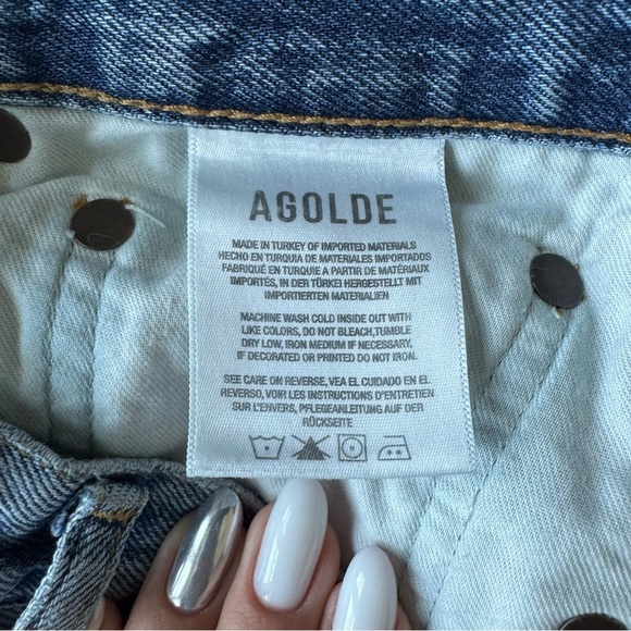 Agolde Ripped High Wasted Blue Distressed buttoned Jeans size 25 - Picture 10 of 13